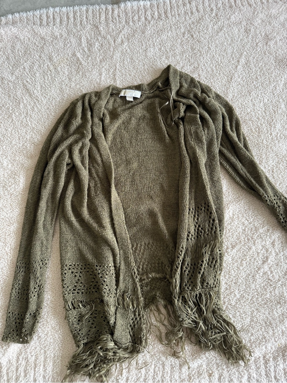MICHAEL Michael Kors Olive Green Knit Scoop Neck Sweater with Logo Plaque